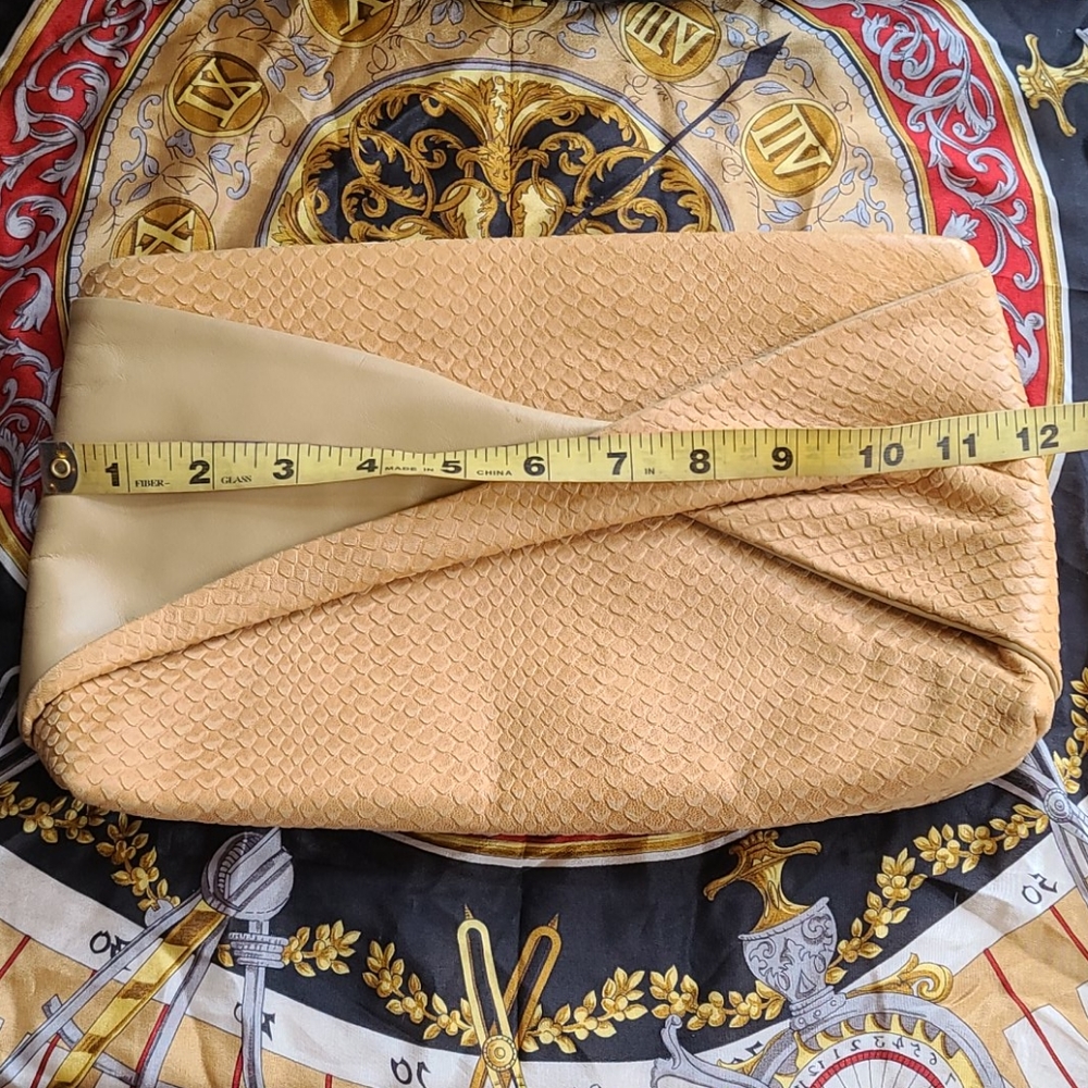 Halston leather textured camel Clutch